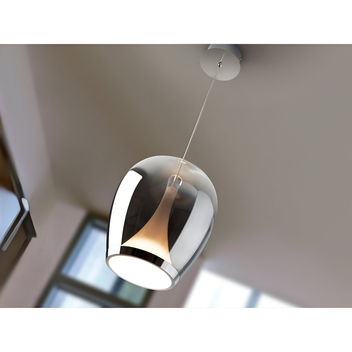 Suspiro LED Large Glass Pendant Light 20W 3000K - Chrome