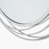 Close-up of the Antique Silver Iron Swirl Round Wall Mirror, 90 x 90cm, showing overlapping textured metal rings framing the glass edge.