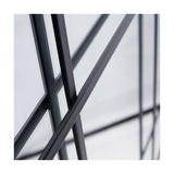 Close-up of the Dark Grey Iron 12 Section Floor Mirror's crisscrossing metal frame bars against glass panels, shown in matte dark grey against a plain light background.