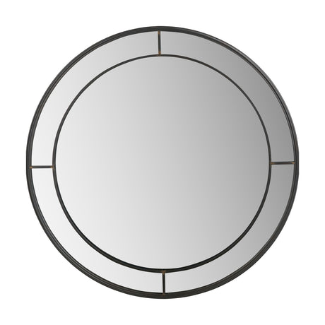 Antique Bronze Large Round Wall Mirror, 100 x 100cm, with a double-ring metal frame and subtle brass accents, shown on a plain white background.