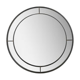 Round wall mirror in antique bronze finish, 80 x 80cm, with a slim metal frame divided by four thin spokes, shown on a plain white background.