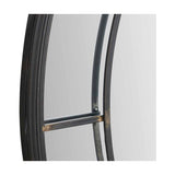 Close-up of the Antique Bronze Round Wall Mirror, 80 x 80cm, showing the ridged metal frame and central crossbar detail against a plain background.