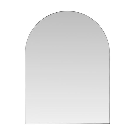 Slim Frame Brushed Silver Metal Tall Arch Wall Mirror, 90 x 120cm, with a thin metal frame and plain glass surface, shown against a plain white background.