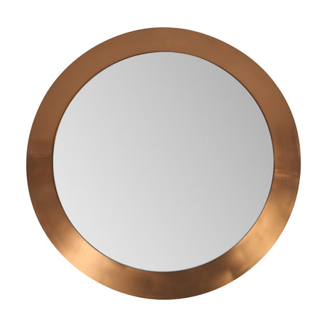 Round wall mirror with a wide angled burnished gold aluminium frame, 80 x 80cm, shown against a plain white background.