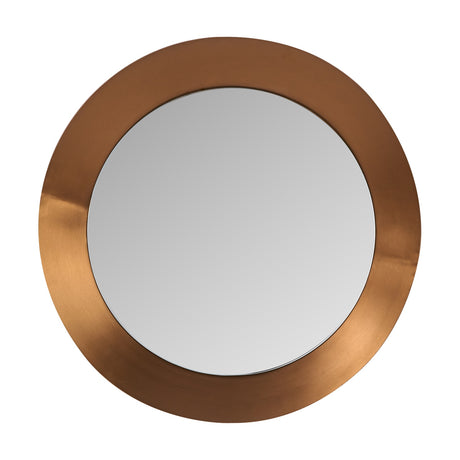 Round wall mirror with a burnished gold aluminium angled frame, 60 x 60cm, shown against a plain white background.