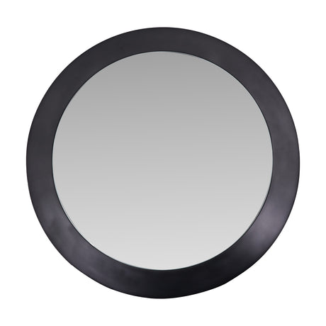 Round wall mirror with an angled graphite aluminium frame, 80 x 80cm, shown against a plain white background.