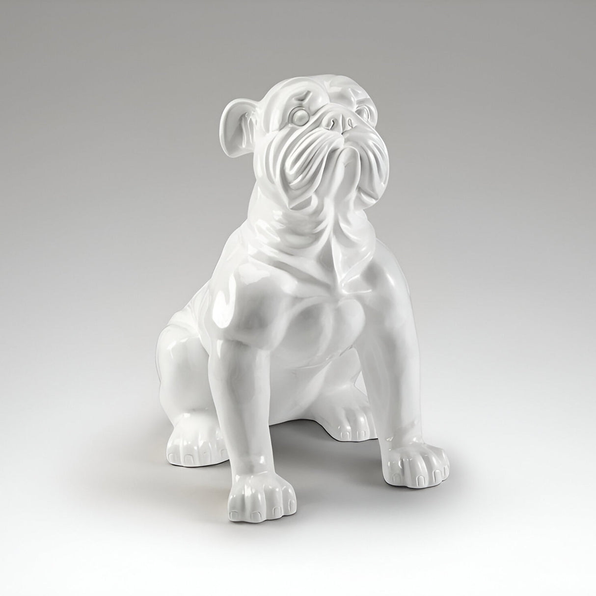 Bulldog White Gloss Outdoor Animal Sculpture - 109cm