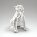 Bulldog White Gloss Outdoor Animal Sculpture - 109cm