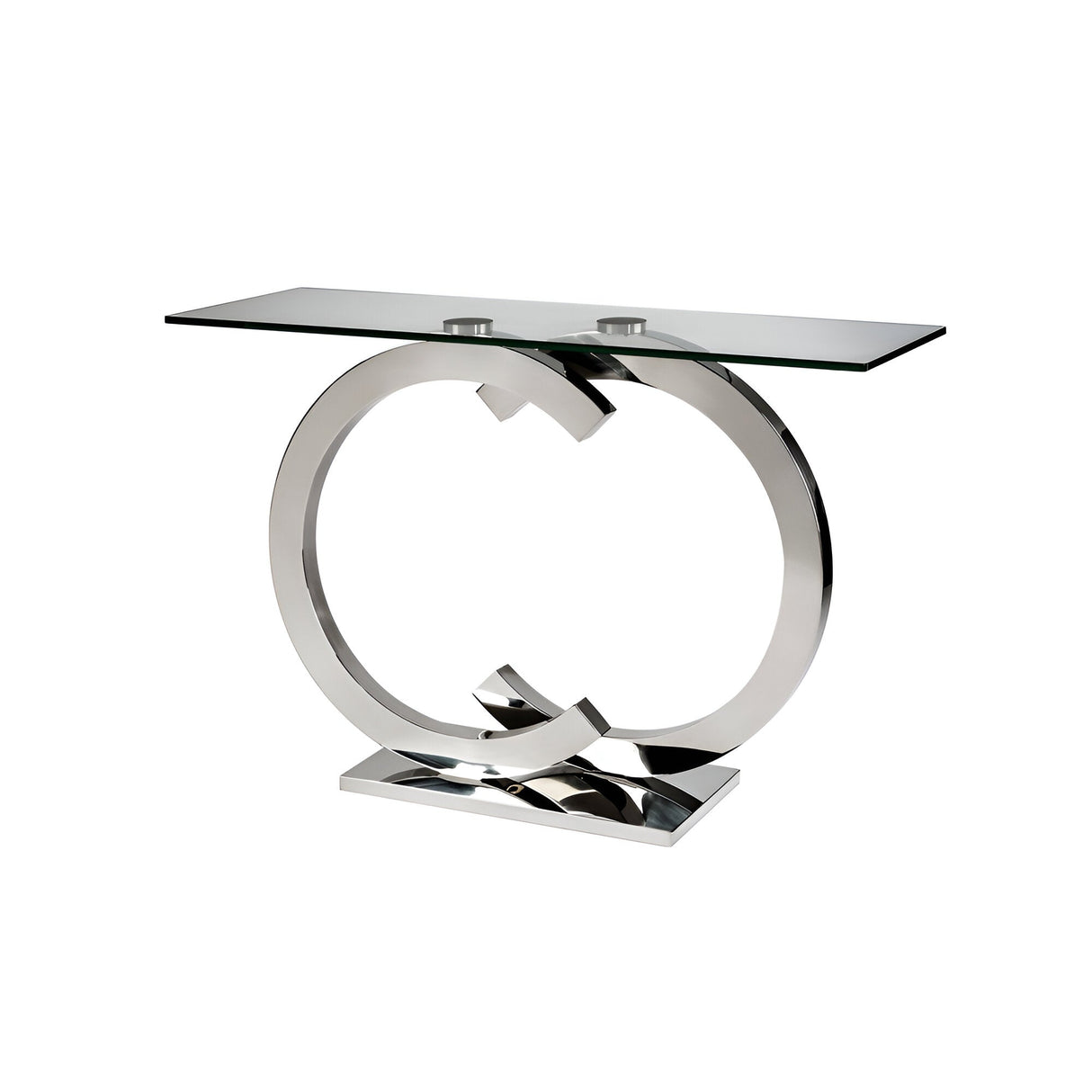 Casandra Glass & Stainless Steel Console Table – Transparent