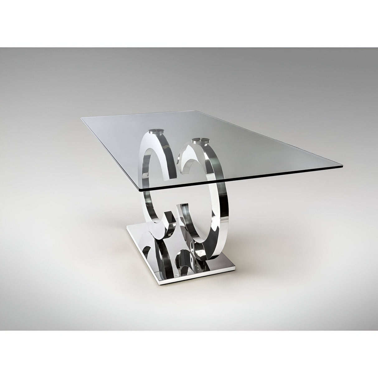 Casandra 8 Seater Glass & Stainless Steel Dining Table – Transparent