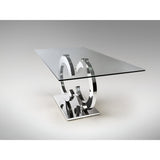 Casandra 8 Seater Glass & Stainless Steel Dining Table – Transparent