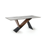 Noa 6 Seater Wood & Metal And Glass Dining Table – Black & Walnut And White