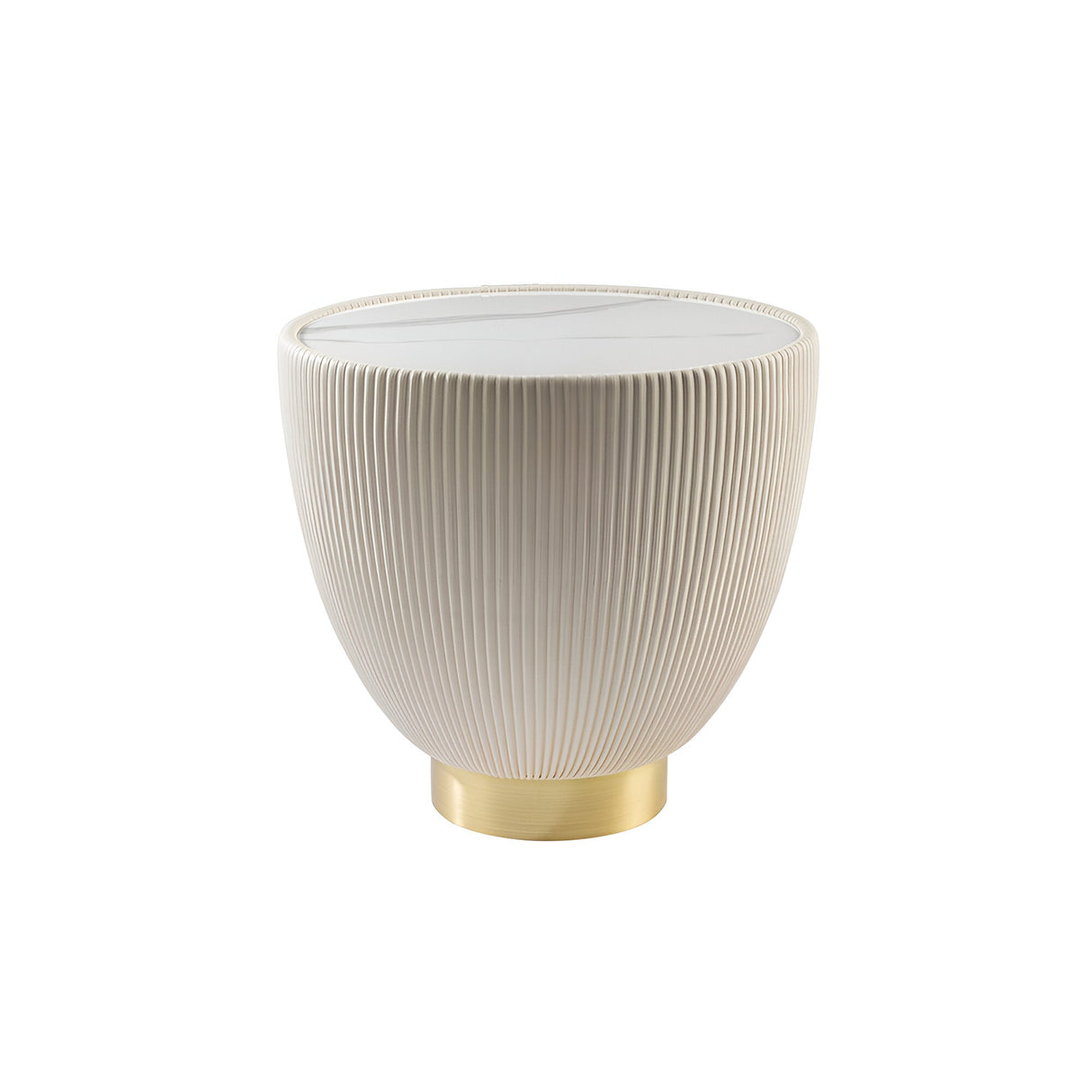 Candy Marble Effect Side Table - White & Brass