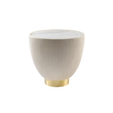 Candy Marble Effect Side Table - White & Brass