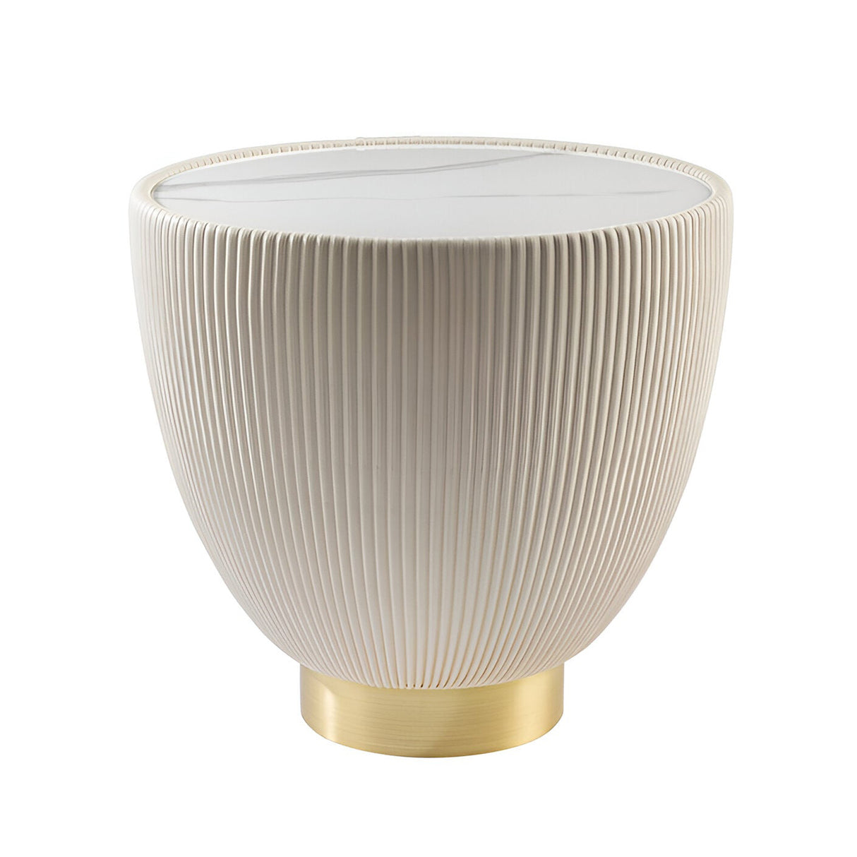 Candy Marble Effect Side Table - White & Brass