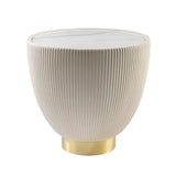 Candy Marble Effect Side Table - White & Brass