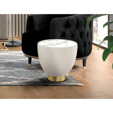 Candy Marble Effect Side Table - White & Brass