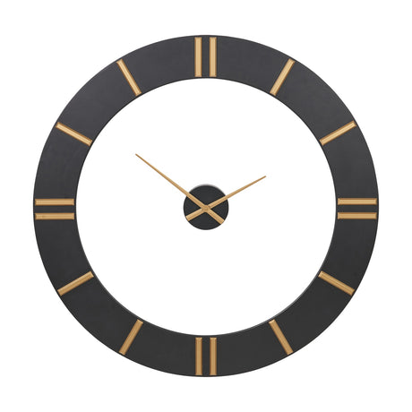Black & Gold 2 Piece Open Wall Clock, 120cm, with a black ring frame, gold bar hour markers, gold hands and centre disc, open middle design, shown on a white background.