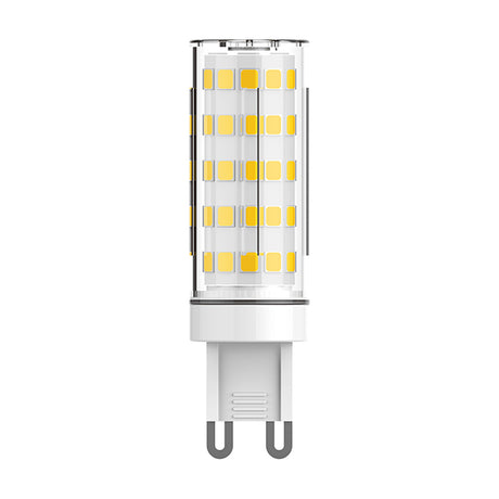 Pixy G9 7W dimmable LED capsule bulb, 16mm clear cylindrical design with visible LED chips and G9 pin fitting, shown on a plain white background.