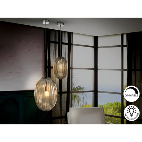 Ovila Large 1 Light Glass Pendant - Cognac