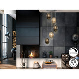 Ovila 5 Light Glass Cluster Pendant - Smoked Black/Brandy