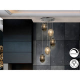 Ovila 5 Light Glass Cluster Pendant - Smoked Black/Brandy