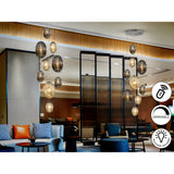 Ovila 9 Light Glass Cluster Pendant - Smoked Black/Brandy (With Remote Control)