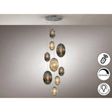 Ovila 9 Light Glass Cluster Pendant - Smoked Black/Brandy (With Remote Control)