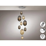 Ovila 9 Light Glass Cluster Pendant - Smoked Black/Brandy (With Remote Control)