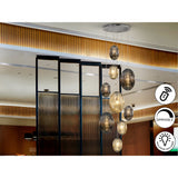 Ovila 9 Light Glass Cluster Pendant - Smoked Black/Brandy (With Remote Control)