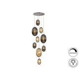Ovila 9 Light Glass Cluster Pendant - Smoked Black/Brandy