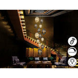 Ovila 13 Light Glass Cluster Pendant - Smoked Black/Brandy (With Remote Control)