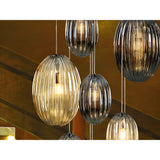 Ovila 13 Light Glass Cluster Pendant - Smoked Black/Brandy (With Remote Control)