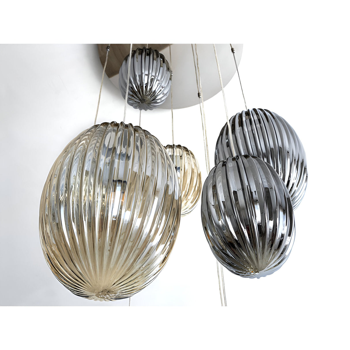 Ovila 13 Light Glass Cluster Pendant - Smoked Black/Brandy (With Remote Control)