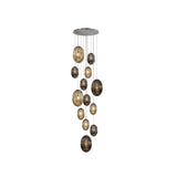 Ovila 13 Light Glass Cluster Pendant - Smoked Black/Brandy