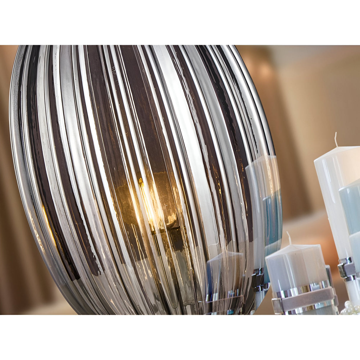 Ovila Glass Table Lamp - Smoke Black