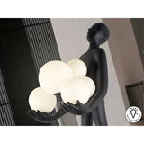 La Carga Black Sculpture With LED Opal Sphere Lights - 82cm