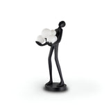 La Carga Black Sculpture With LED Opal Sphere Lights - 82cm
