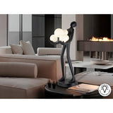 La Carga Black Sculpture With LED Opal Sphere Lights - 82cm