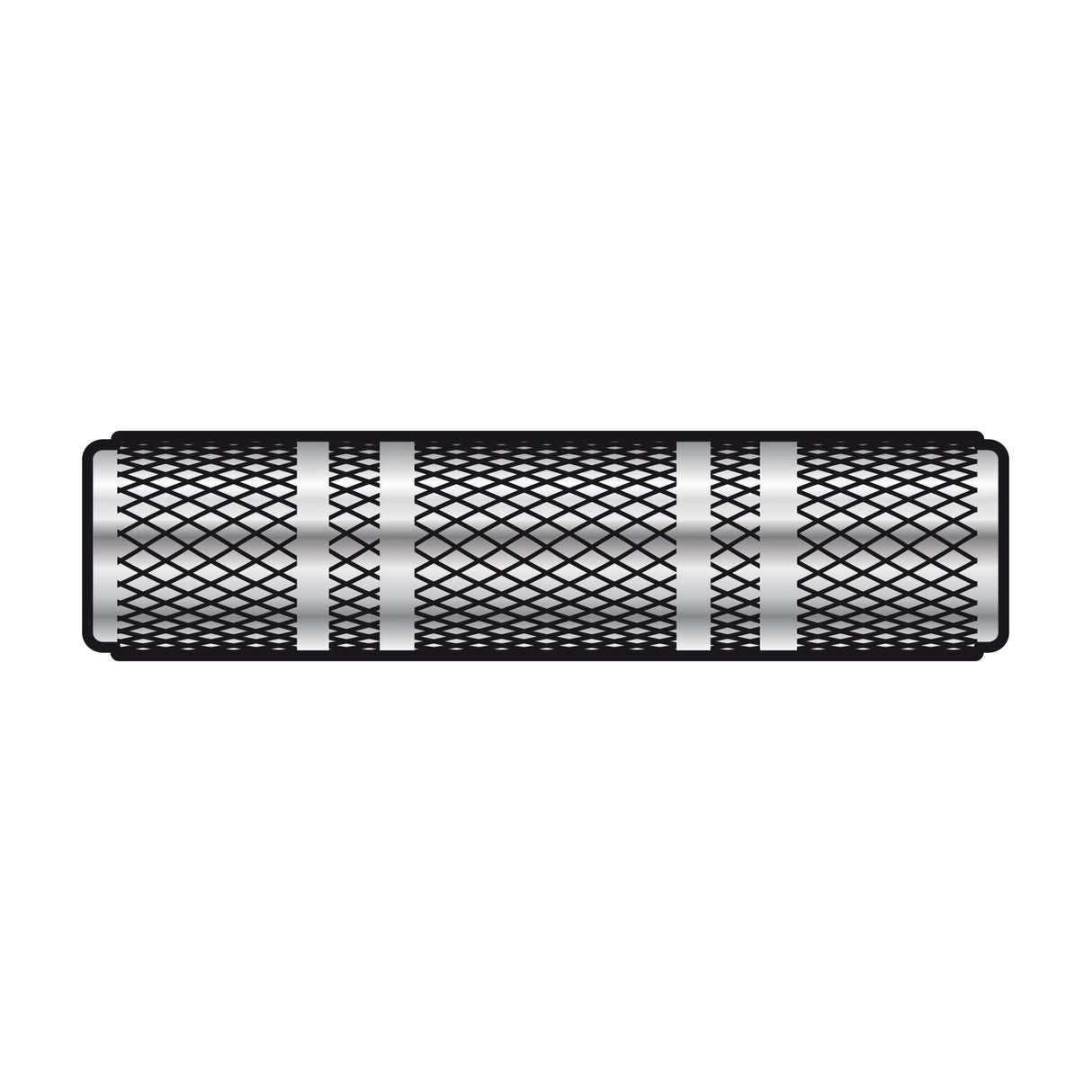 QTX 3.5mm stereo jack coupler by AVSL, a knurled metal inline back-to-back adaptor with female TRS sockets at both ends, on a white background.