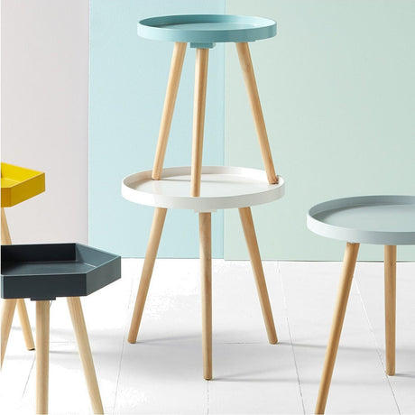 Halston Blush Wood Veneer & Pine Side Table - 43cm
