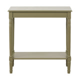 Heritage Olive Pine Console Table, 80cm, with rectangular top, turned legs, and lower shelf in green-toned wood finish, shown on a plain white background.