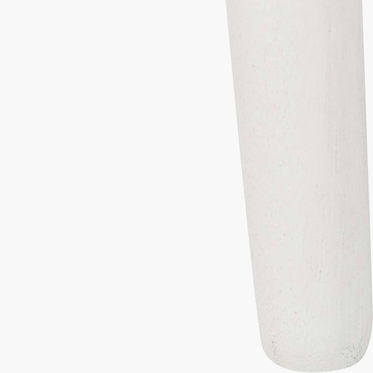 Close-up of a Croft Linen Pine Side Table leg, 42cm, showing white-painted wood grain texture against a plain light background.