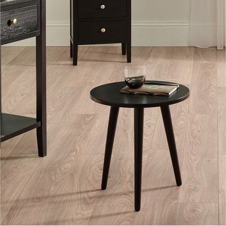 Chelmsford Satin Black Pine Side Table - 42cm