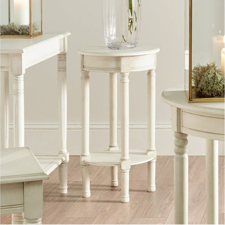 Heritage Elizabeth White Pine Accent Side Table - 40cm