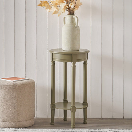 Heritage Olive Pine Accent Side Table - 40cm