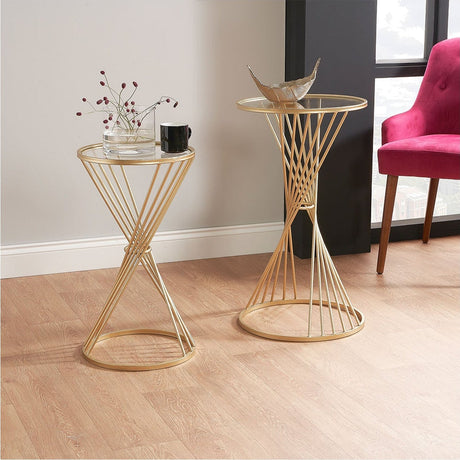 Liberty Glass & Gold Iron Small Side Table - 60cm