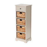 Devonshire Putty Pine 1 Drawer 4 Basket Tall Shelving Unit - 113cm