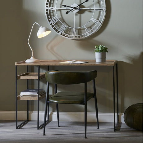 Gallery Wood Veneer & Black Iron Desk - 79cm