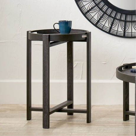 Marmara Dark Grey Oak Veneer Side Table - 60cm
